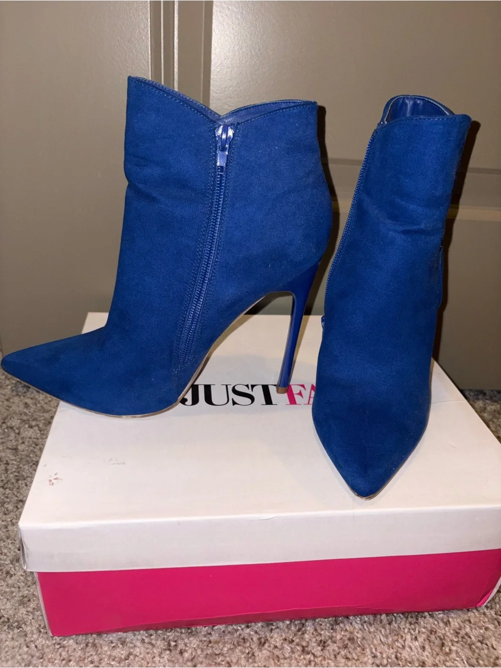 JustFab Royal Blue Pointed Toe Stiletto Ankle Boots